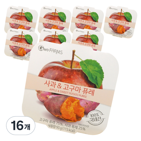 가보팜스 무첨가 사과 고구마 퓨레 90g, 사과 + 고구마 혼합맛, 16개