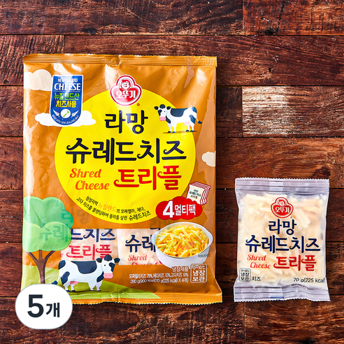 오뚜기 라망 슈레드 치즈 트리플, 70g, 4개입, 5개
