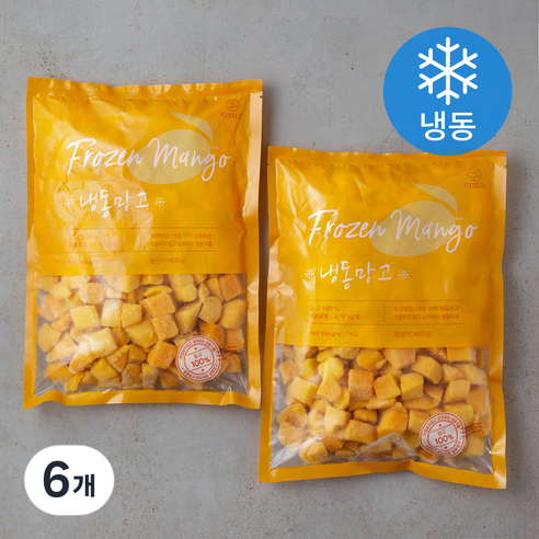 푸디즈 망고 (냉동), 1kg, 6개