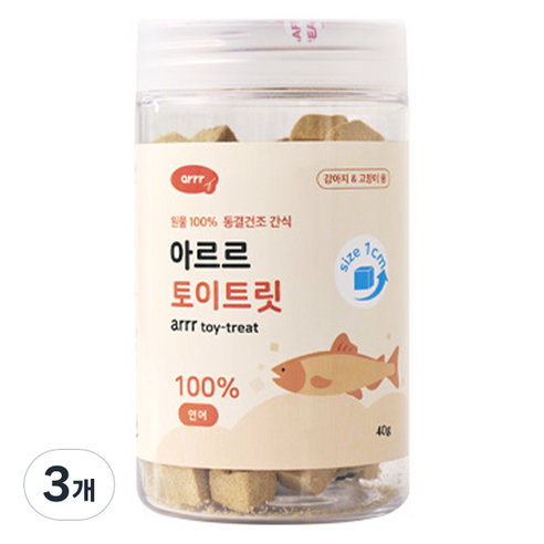 동원아르르 반려동물 동결건조 간식 토이트릿 1cm, 연어, 40g, 3개