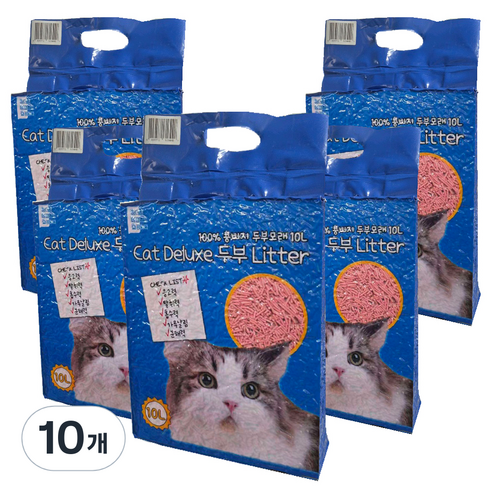 마마쇼 디럭스 가는입자 두부 고양이 모래, 10L, 10개, 복숭아향