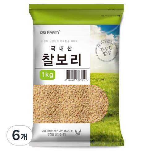 대구농산 건강한밥상 국산 찰보리쌀, 1kg, 6개