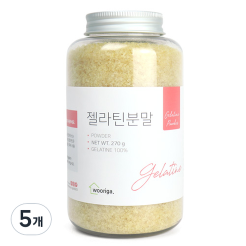 우리가스토리 프리미엄 우피 젤라틴 80B 가루 분말, 270g, 5개