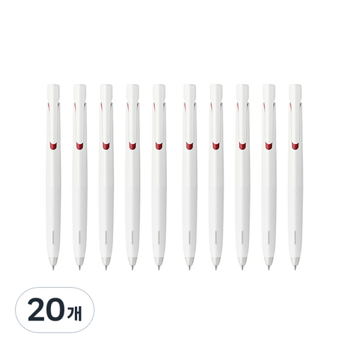 제브라 블렌 젤잉크팬 0.7mm, 화이트바디 + 레드잉크, 20개