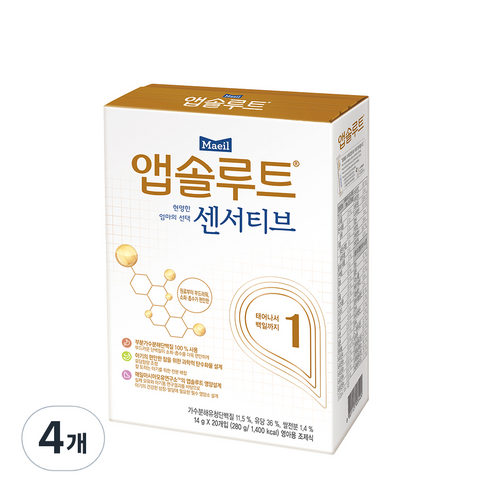 앱솔루트 현명한 엄마의 센서티브 스틱분유 1단계, 280g, 4개