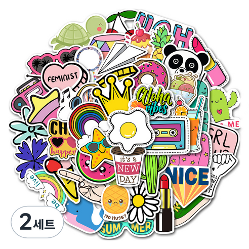 특별한상점 PVC 방수 노트북 캐리어 스티커 50종 세트 AZ099, 뉴 데이, 2세트