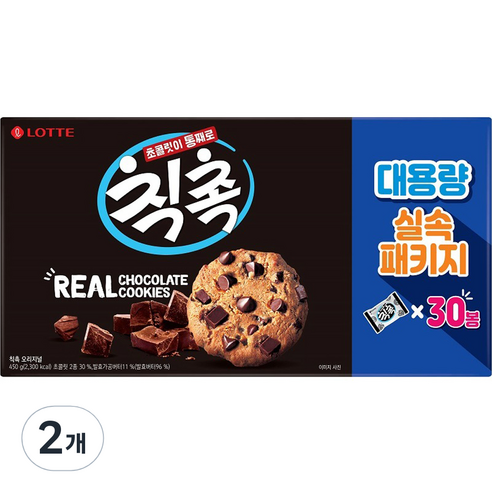 롯데 칙촉 초콜릿쿠키 실속패키지, 2개, 450g