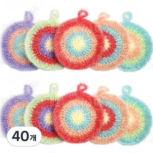 반짝이 아크릴 수세미 무지개, 40개, 1개