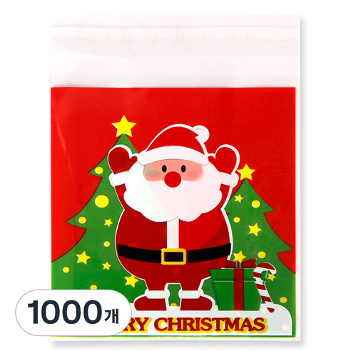 인디케이 크리스마스 해피산타 선물포장 비닐봉투, 혼합색상, 1000개
