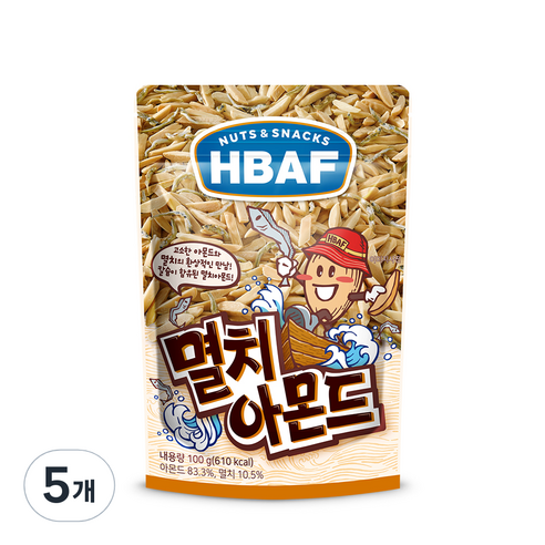 HBAF 바프 멸치 아몬드, 100g, 5개