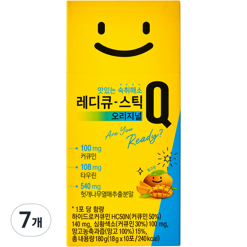 레디큐 스틱 오리지널 맛있는 숙취해소 젤리 10p, 180g, 7개