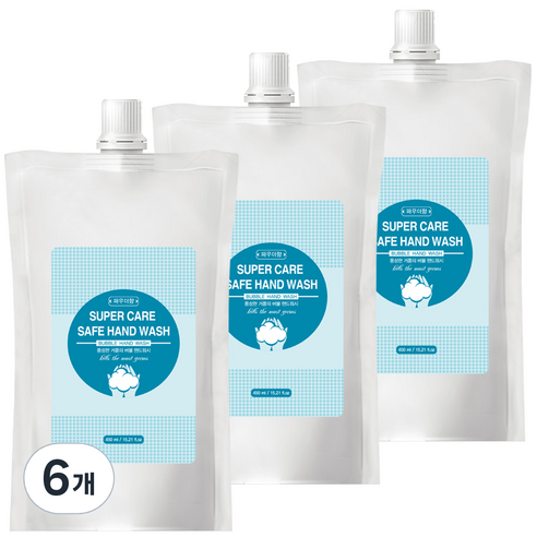 슈퍼케어 세이프 핸드워시 리필 파우더향, 450ml, 6개