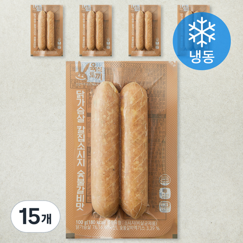 허스델리 육식토끼닭가슴살 칼집소시지 숯불갈비맛 (냉동), 100g, 15개