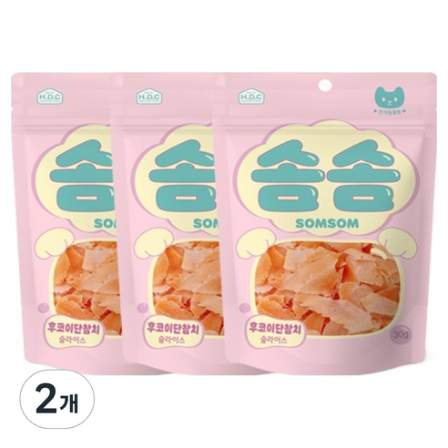 솜솜 반려동물 후코이단참치 슬라이스 간식 3p, 2개, 90g, 참치