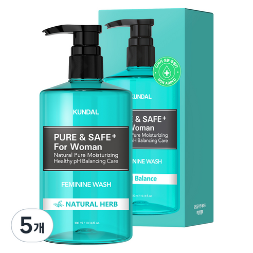 쿤달 페미닌 워시 여성청결제 네추럴허브향, 300ml, 5개