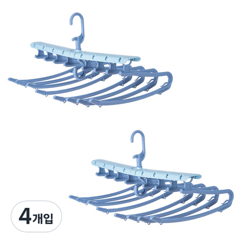 모벨리 8단 접이식 바지걸이, 블루, 4개