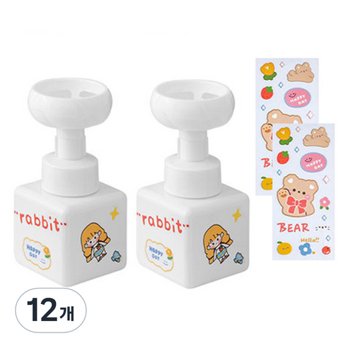 더자카 플라워 거품 핸드워시 디스펜서 250ml, 화이트, 12개