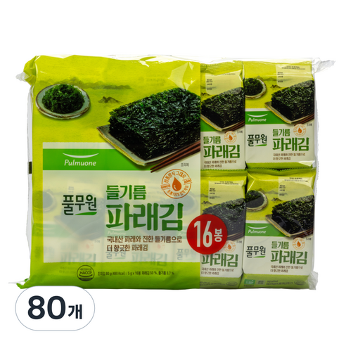 풀무원 파래 도시락김, 5g, 80개