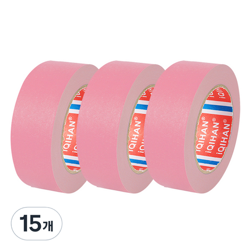 다다 칼라 마스킹 종이테이프 30mm x 15m, 핑크, 15개