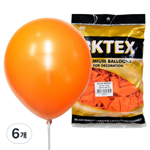 Party Club 일반풍선 30cm 50p, 오렌지, 6개