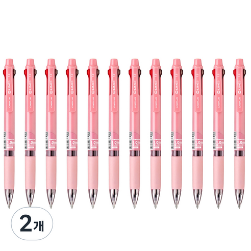 라인플러스 M3 3색볼펜 1.0mm 12p, 코랄, 24개