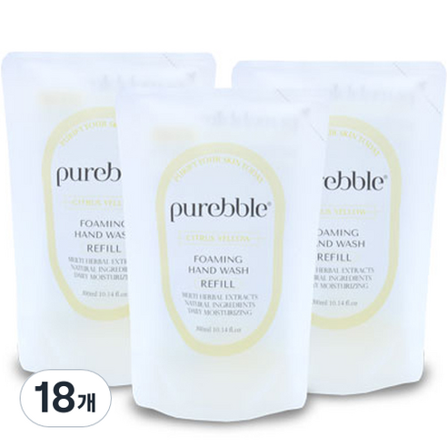 퓨어블 포밍 핸드워시 리필 옐로우 300ml, 시트러스향, 18개