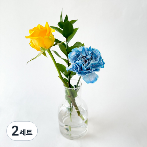 포켓플라워 생화 테이블 플라워 세트, 블루, 2세트