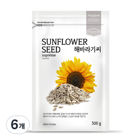 리치팜너트 해바라기씨, 300g, 6개