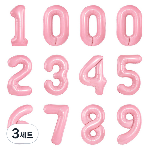 파티아일랜드 숫자 호일 풍선 12p 세트 80cm, 핑크, 3세트