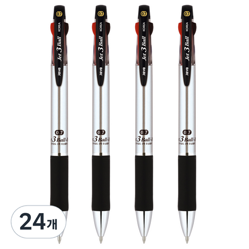 자바펜 제트3볼 M 멀티펜 0.7mm, 메탈릭실버, 24개