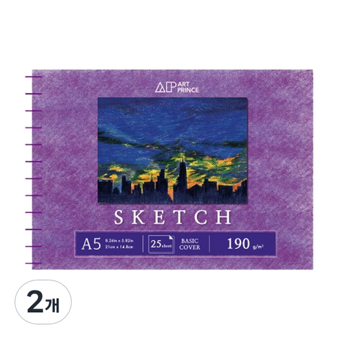 두성 아트프린스 스케치 스프링 스케치북 190g S05, A5, 25매, 2개