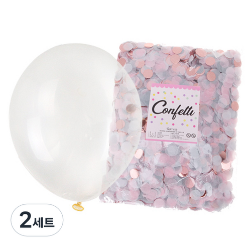 리빙다 투명풍선 30cm 50p + 컨페티 1cm 50g, 로즈그레이톤, 2세트