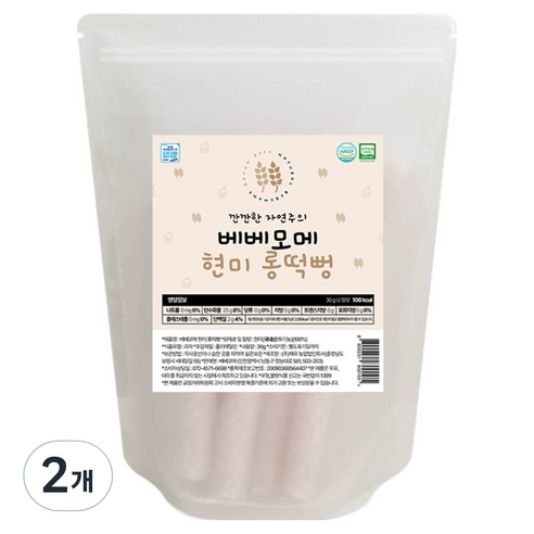 베베모메 유아용 유기농 현미 롱떡뻥, 30g, 2개