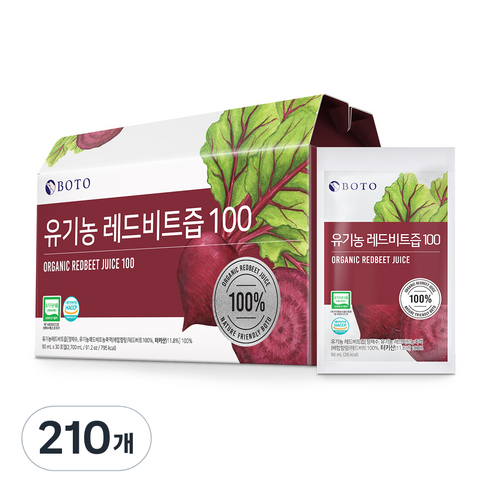 보뚜 유기농 레드비트즙 100, 90ml, 210개
