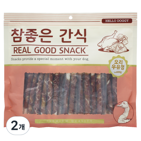 참좋은간식 강아지 건조간식, 오리우유껌, 400g, 2개