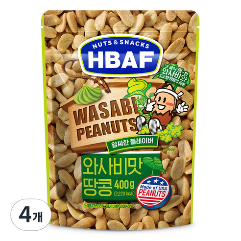 바프 넛츠 앤 스낵스 와사비맛 땅콩, 120g, 4개