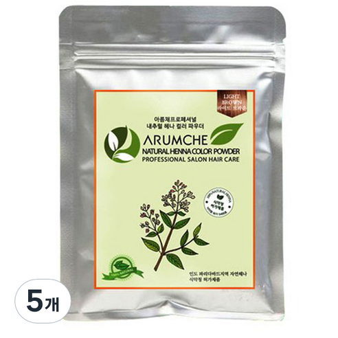 아름채 내추럴헤나 케미칼 파우더 100g, 라이트브라운, 5개