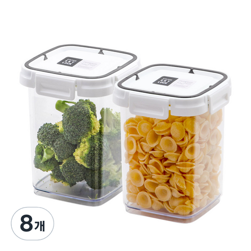 수납이야기 스카이락 정사각형 3호 1L, 8개, 밀폐용기 1000ml