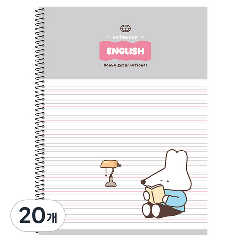 뭉구 1000 보바 스프링 영어노트, 그레이, 20개