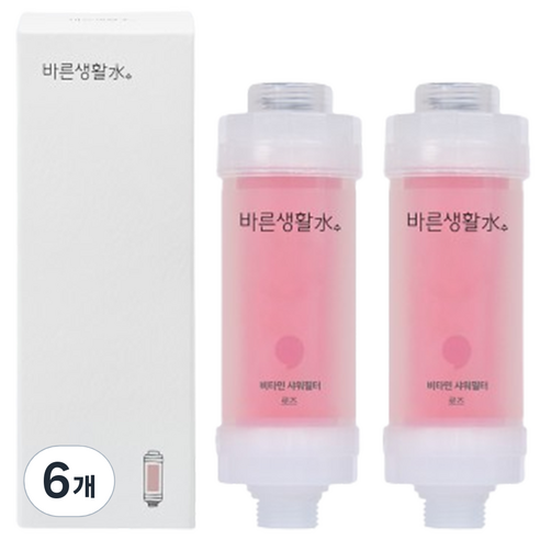 바른생활수 비타민 샤워필터, 6개, 로즈