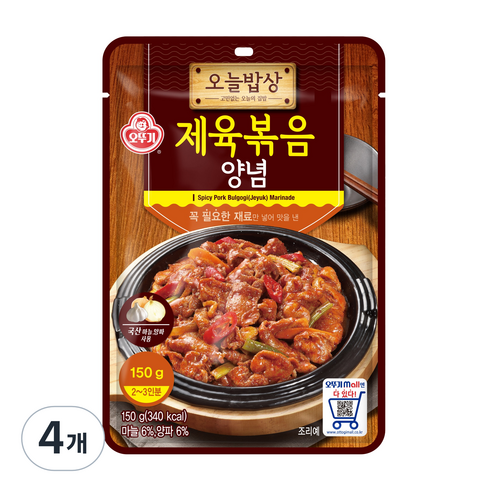 오뚜기 오늘밥상 제육볶음양념, 150g, 4개 - 조림/볶음/무침소스 | 쿠팡
