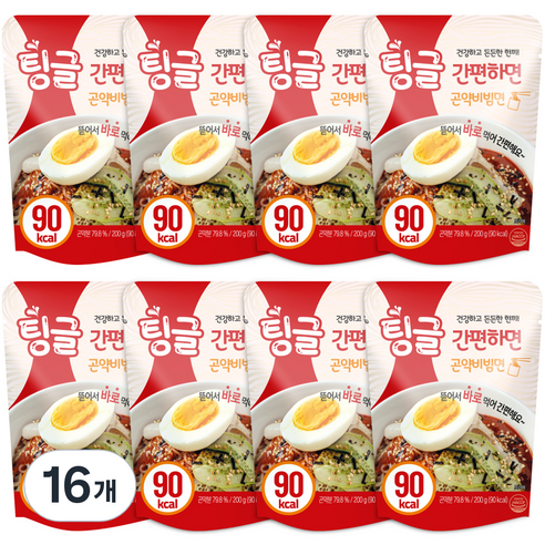 로엘 팅글 간편하면 곤약 비빔냉면, 16개, 200g