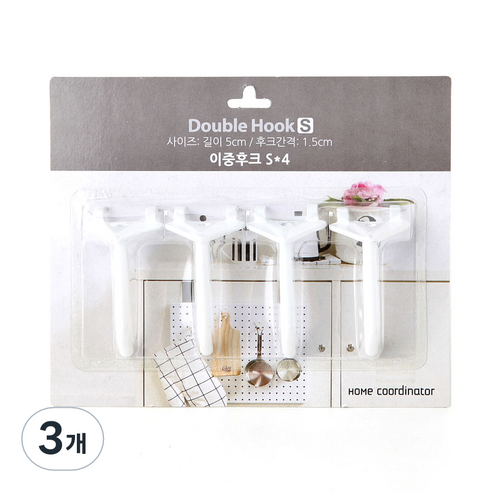 타공판닷컴 이중후크 S, 화이트, 3개