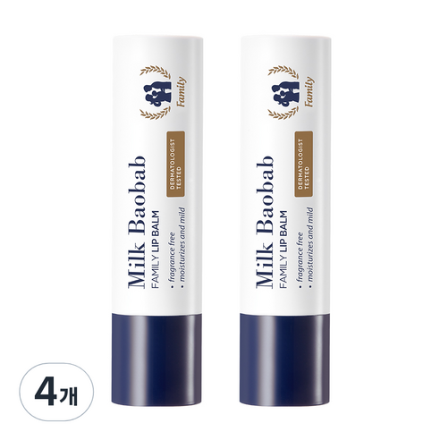 밀크바오밥 패밀리 립밤 3.5g, 무향, 4개