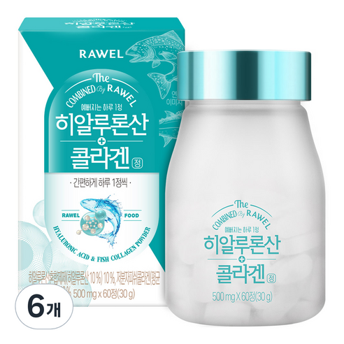 로엘 히알루론산 저분자 콜라겐정, 60정, 30g, 6개