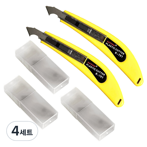 모나코올리브 아크릴 커터 컷팅 칼 2p + 기본칼날 6p + 추가칼날 30p 세트, 노랑(칼), 4세트