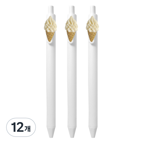 큐티파츠 젤펜 소프트 콘 아이스크림 0.5mm, 바닐라, 12개