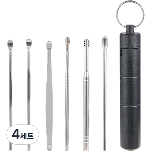 봄봄리빙 플라스틱 케이스 귀이개 세트 블랙, 4세트