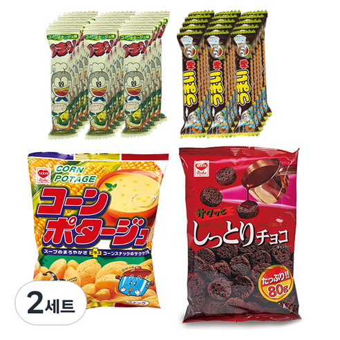 리츠카 우마이봉 파티타임 단짠단짠 과자세트, 콘포타지맛 6g x 15p + 초코맛 6g x 15p + 콘포타지 75g + 싯토리초코 80g, 2세트