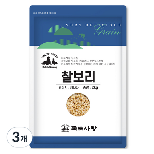 독도사랑 찰보리, 2kg, 3개